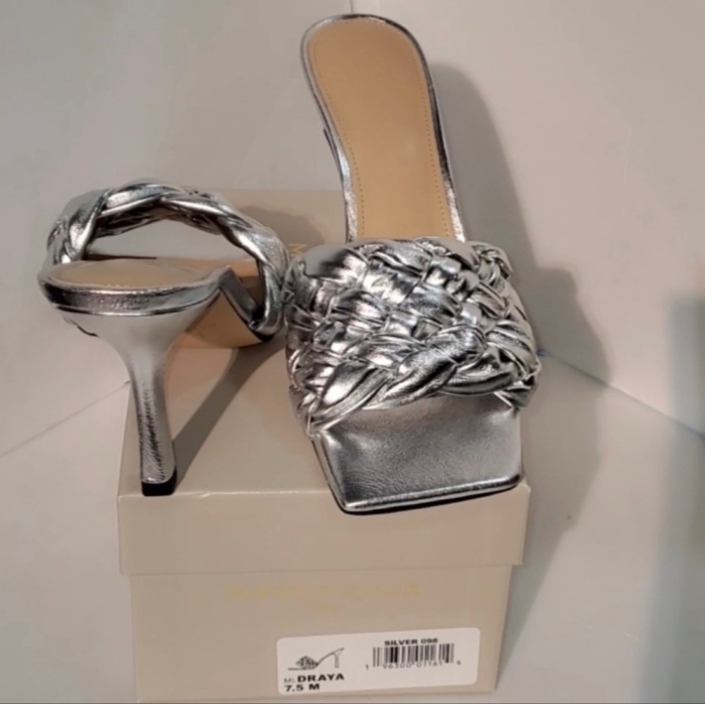 Marc Fisher LTD Draya Braided Sandal (Women)Size 7.5M Silver metallic leather c - Picture 4 of 10